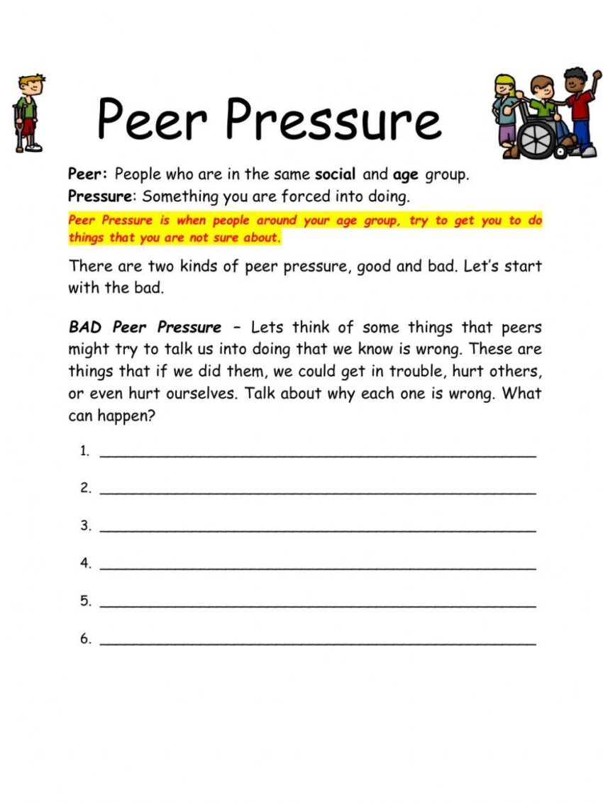 Social Skills Peer Pressure Online Exercise For Live