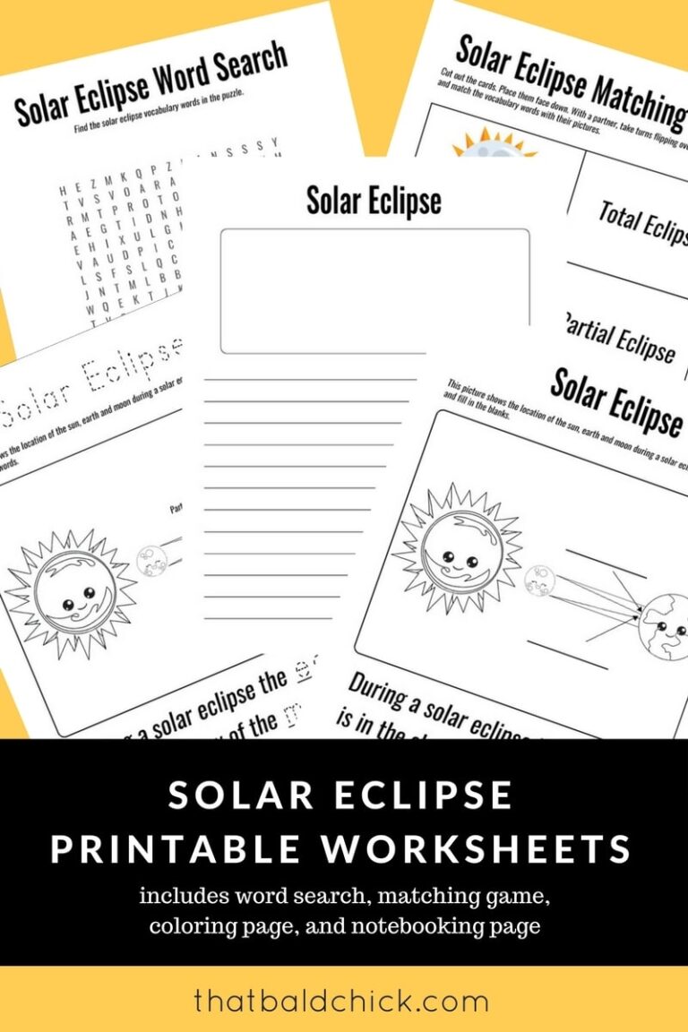 Solar Eclipse Printable Worksheets That Bald Chick 