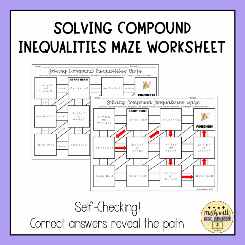 Solving Compound Inequalities Maze Worksheet Made By Teachers
