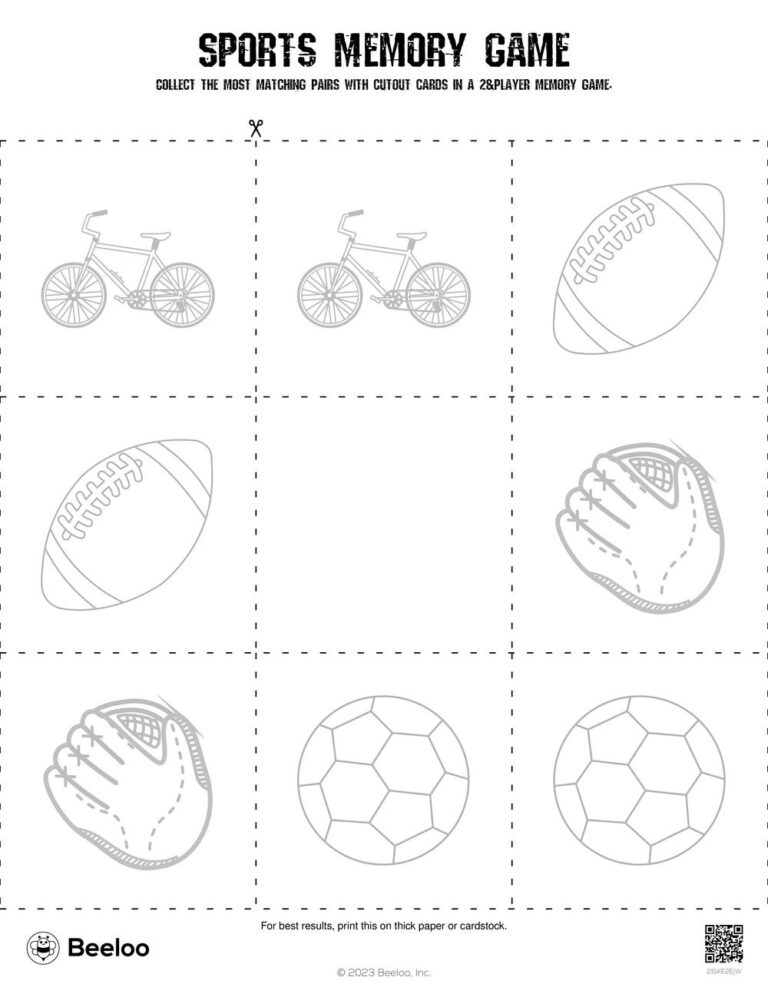 Sports themed Memory Games Beeloo Printable Crafts And Activities For Kids