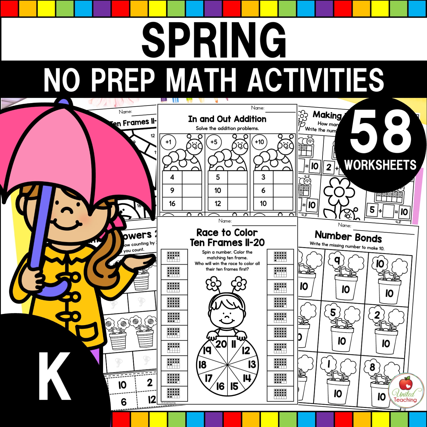 Spring Math Activities Kindergarten Packet United Teaching