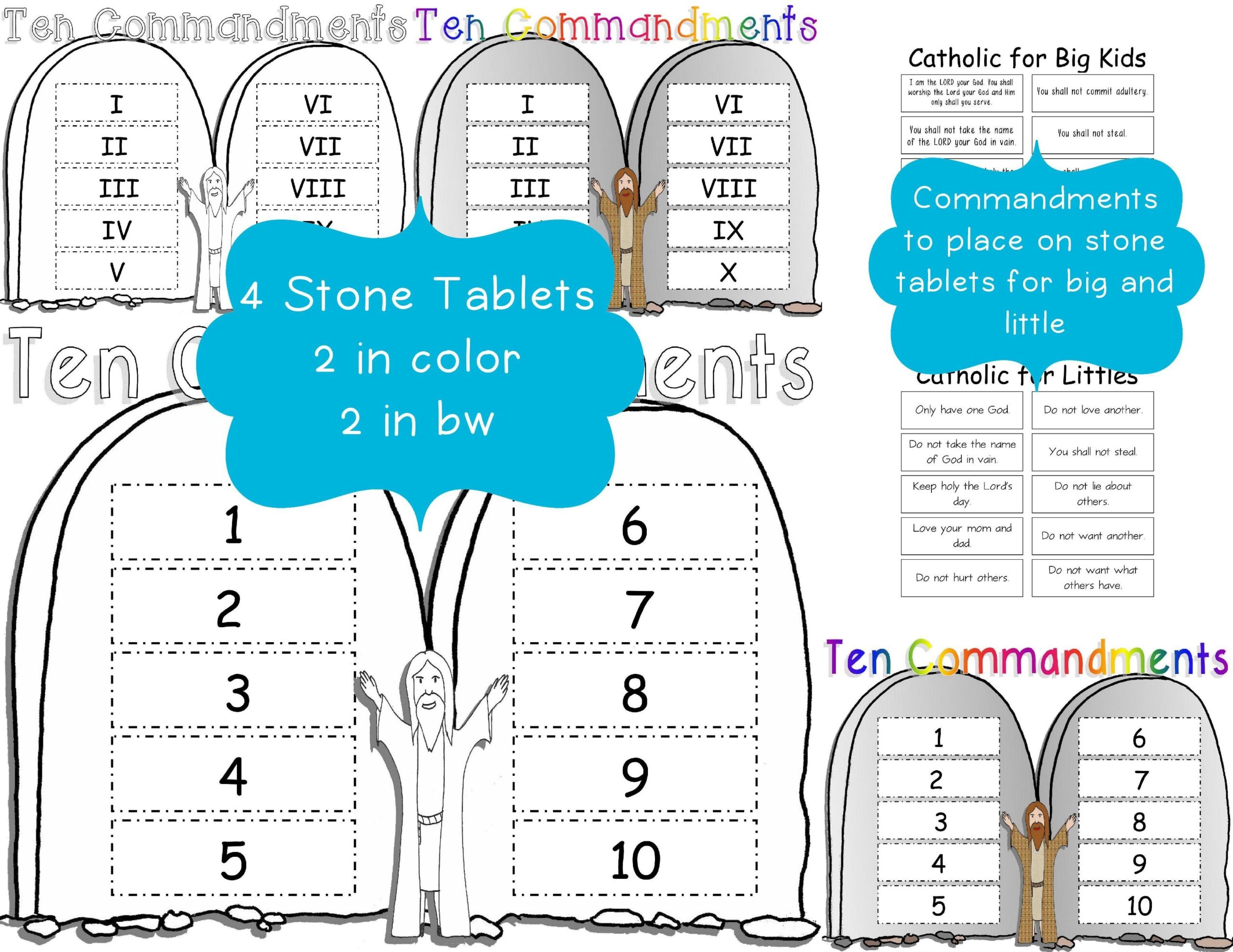 Ten Commandments Cut U0026 Paste Worksheets For Kids Catholic Classful