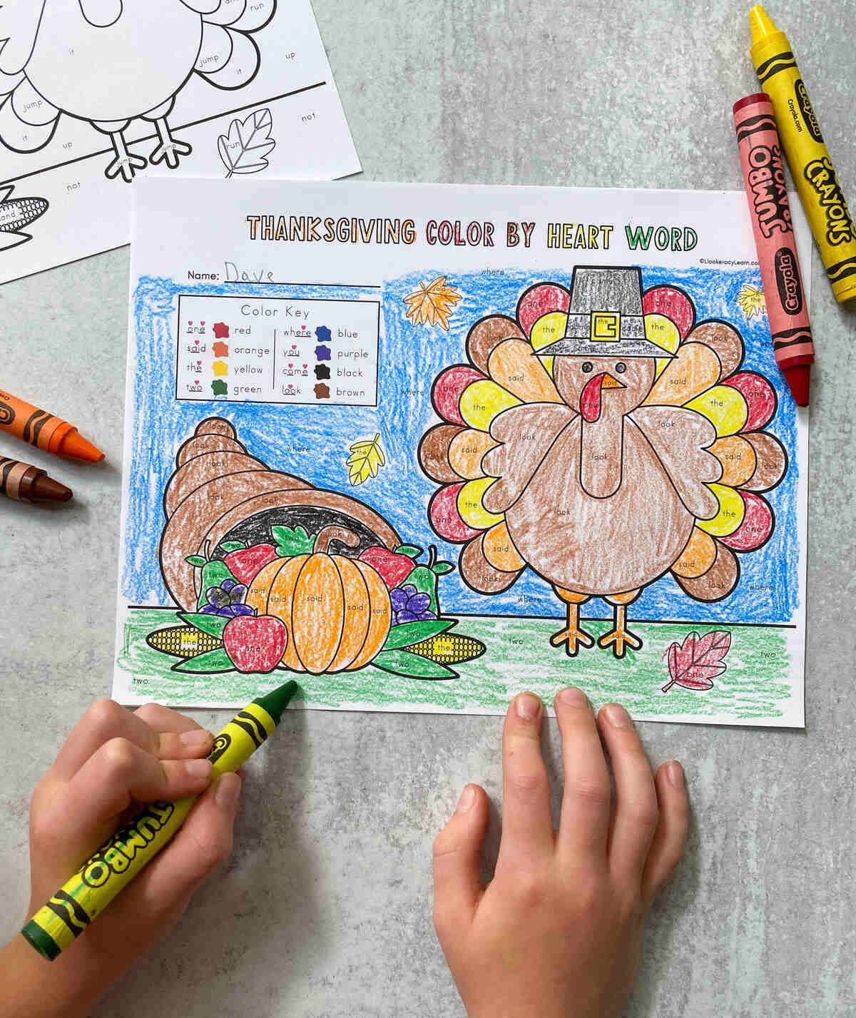 Thanksgiving Color By Sight Word Printables Literacy Learn