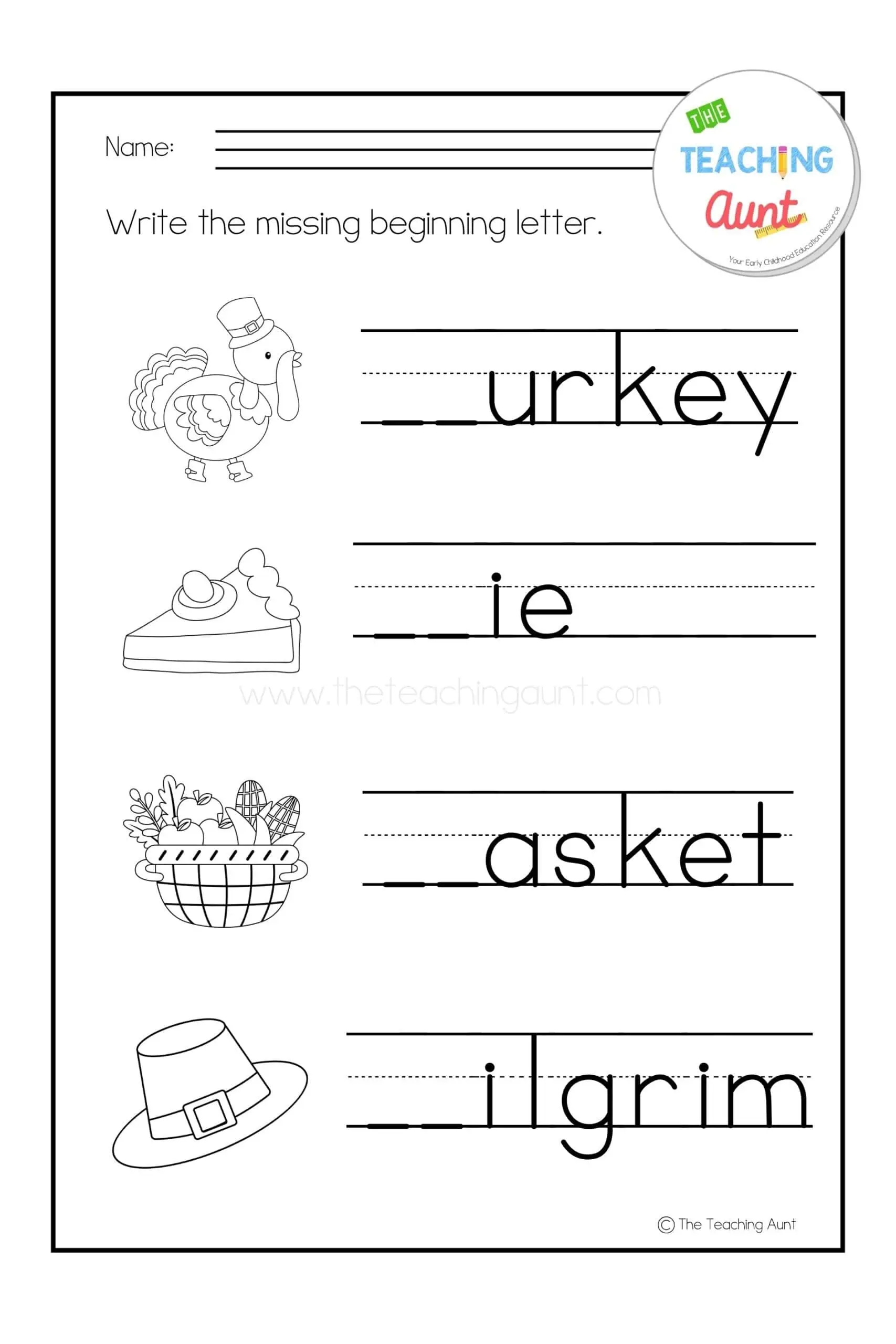 Thanksgiving Christian Preschool Printables