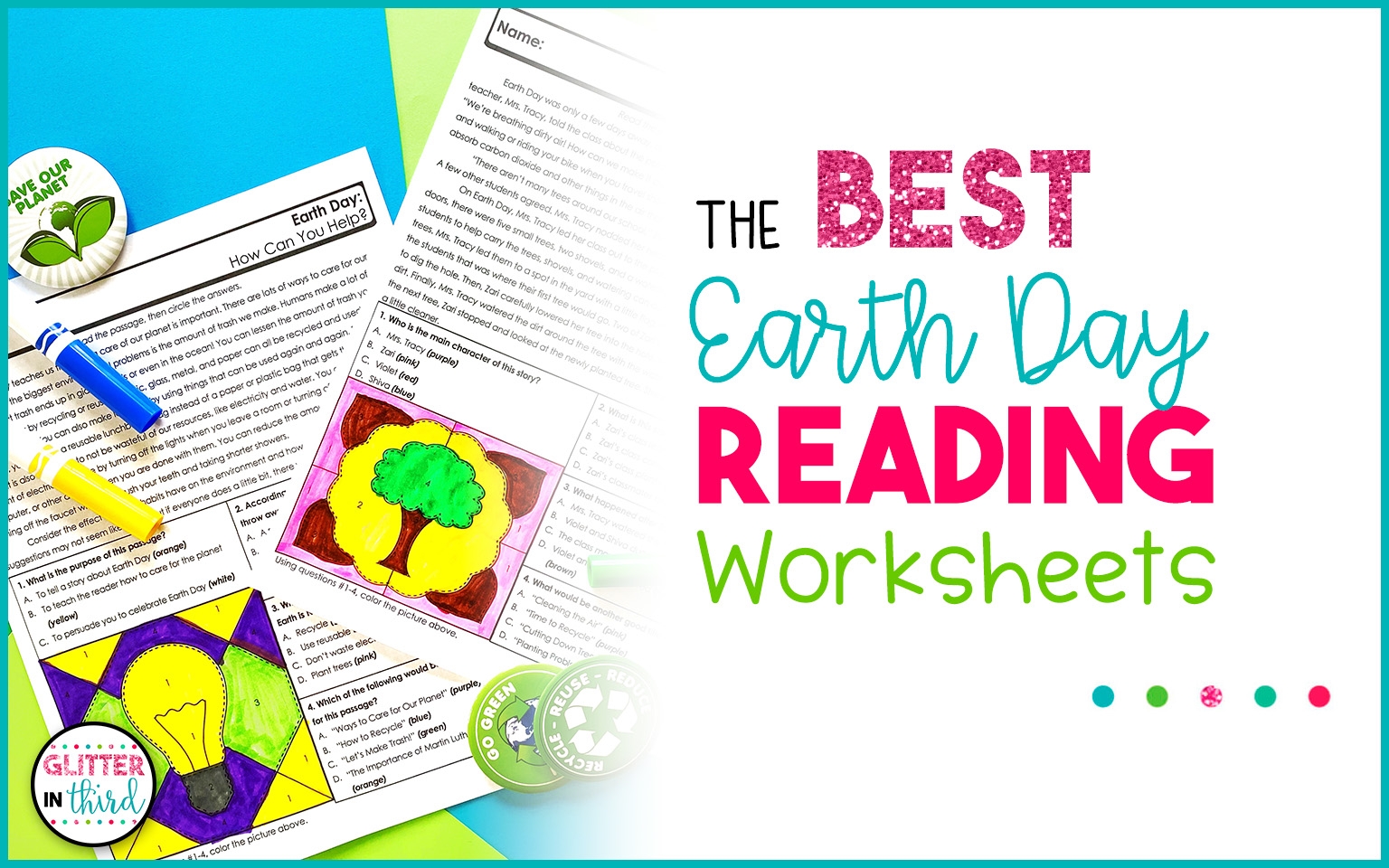 The BEST Earth Day Reading Comprehension Worksheets Glitter In Third 