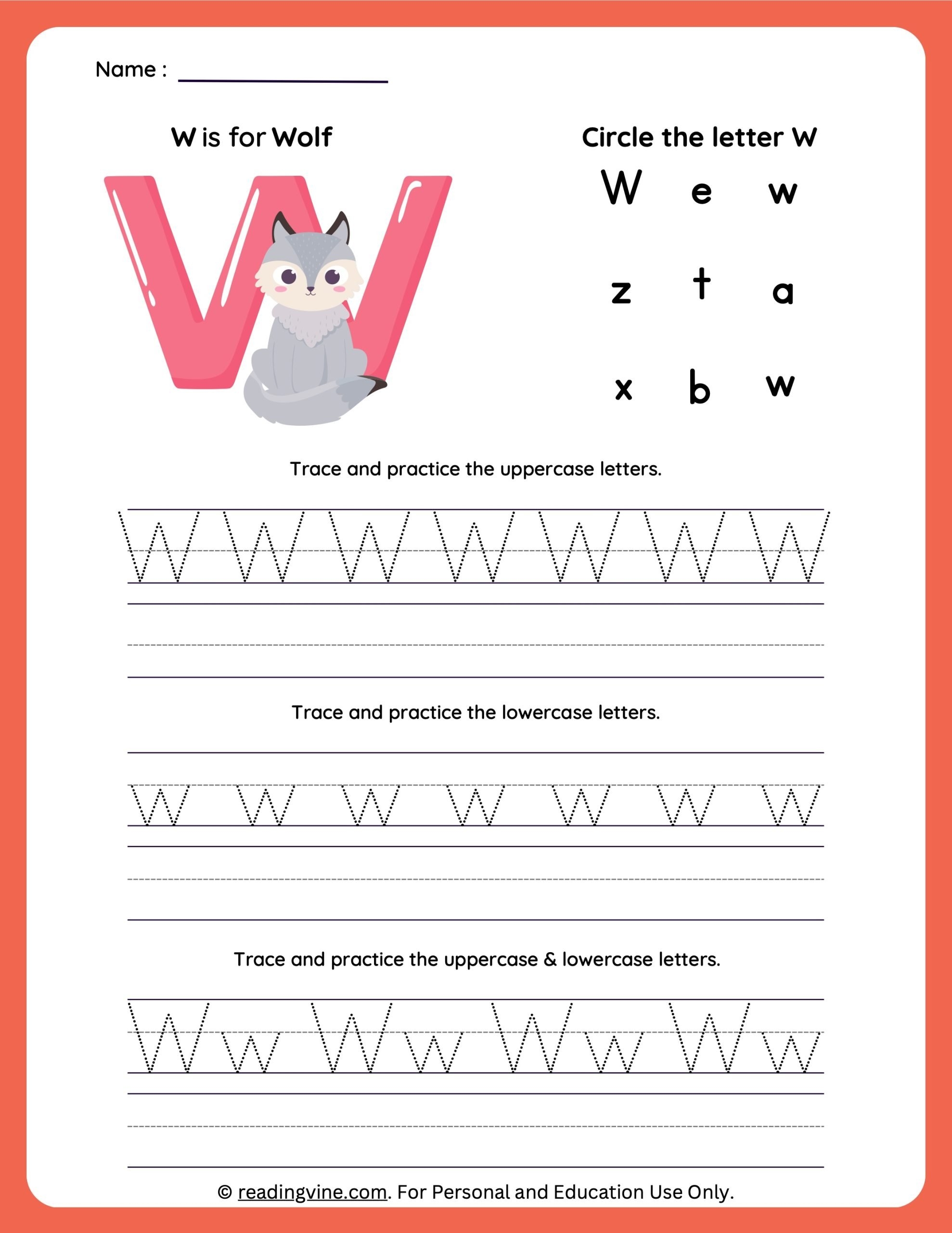 Alphabet W Worksheet Alphabet W Worksheet