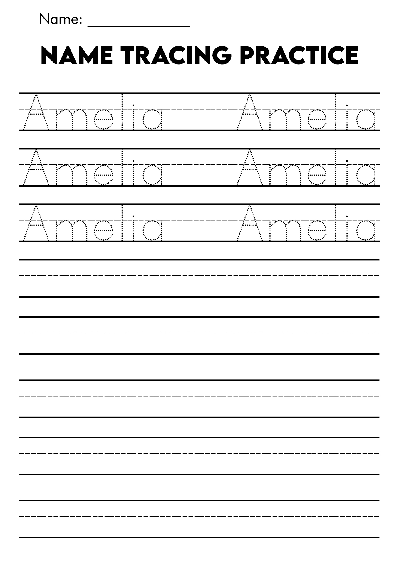 Preschool Name Writing Practice Free Printable