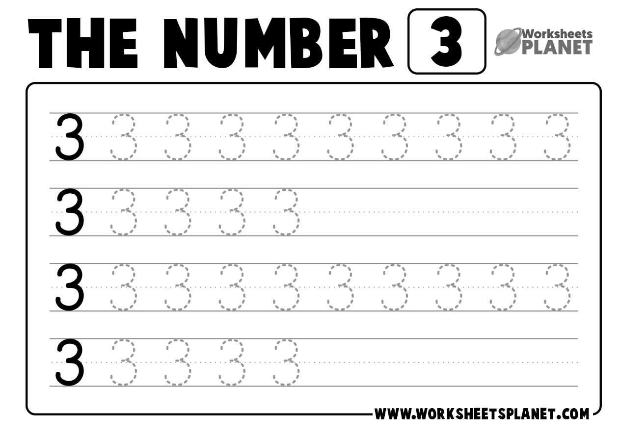 Tracing Numer 3 Worksheets Library