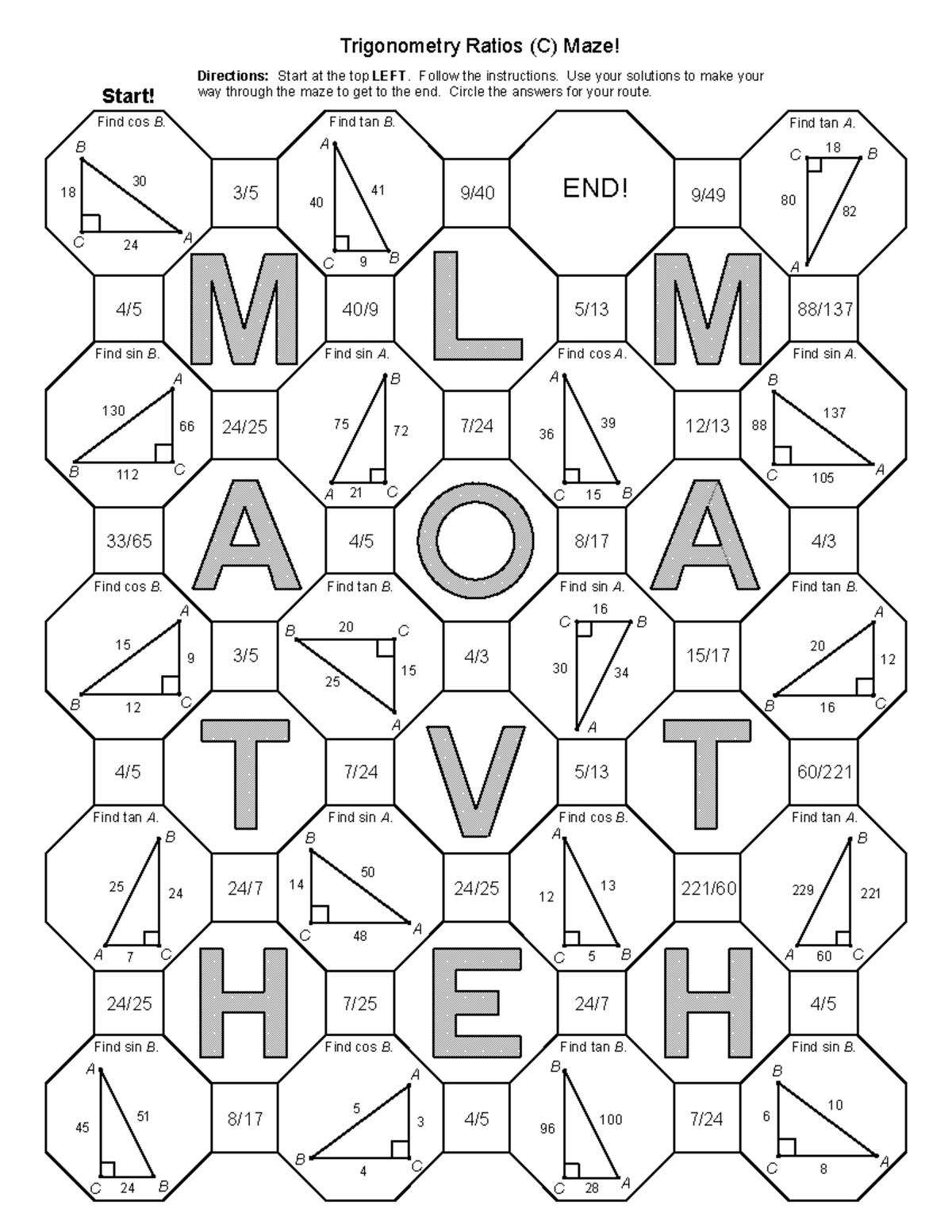 Trigonometry Maze Worksheet