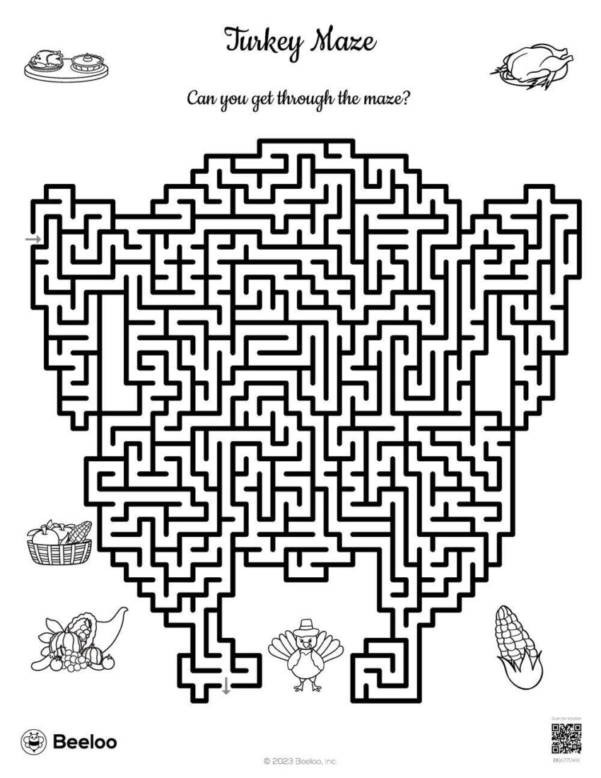 Turkey Maze Beeloo Printable Crafts And Activities For Kids