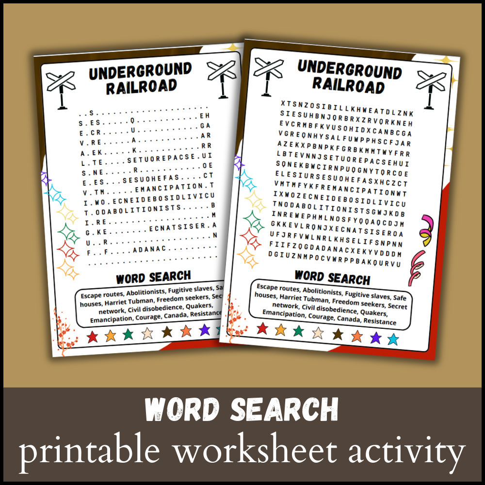 Underground Railroad Word Search Puzzle Worksheet Activity US History Wordsearch Made By Teachers