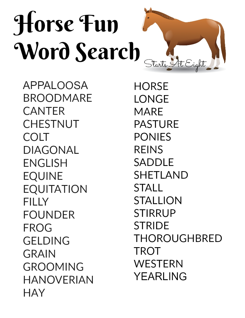 Using Horse Stories For A Horse Unit Study FREE Printable Worksheets Library Using Horse Stories For A Horse Unit Study FREE Printable Worksheets Library