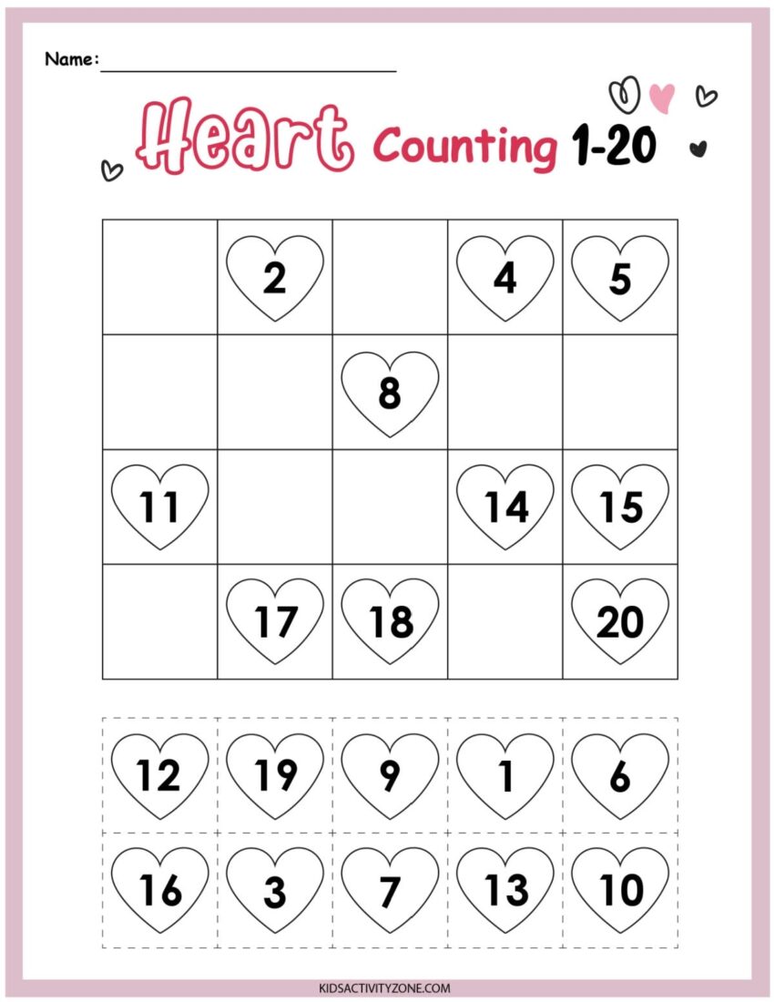 Valentine s Day Math Packet Preschool U0026 Kindergarten Kids Activity Zone