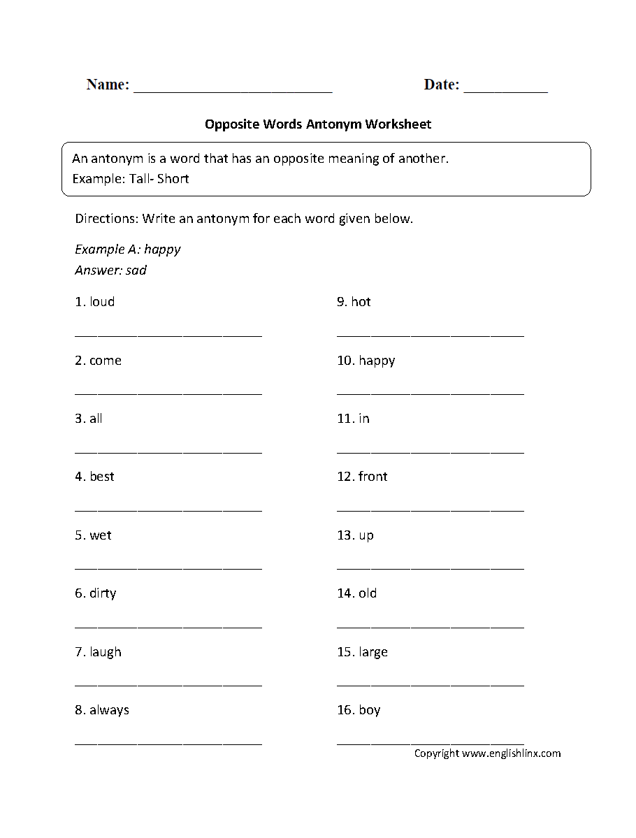 Synonym Antonym Worksheet Free Printable Synonym Antonym Worksheet Free Printable