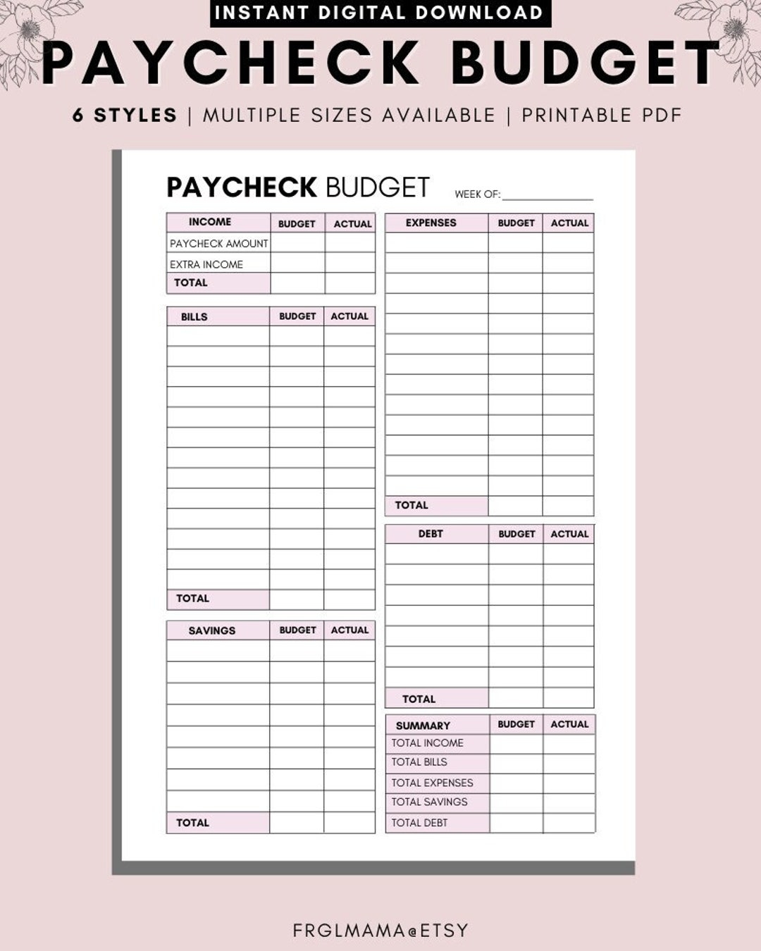 WEEKLY Budget Overview Template Printable Paycheck Budget Printable Budget Binder Budget Planner Budget Template A4 A5 Letter PDF Etsy WEEKLY Budget Overview Template Printable Paycheck Budget Printable Budget Binder Budget Planner Budget Template A4 A5 Letter PDF Etsy