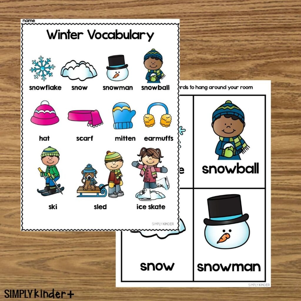 Winter Vocabulary No Prep Winter Printable Simply Kinder Plus