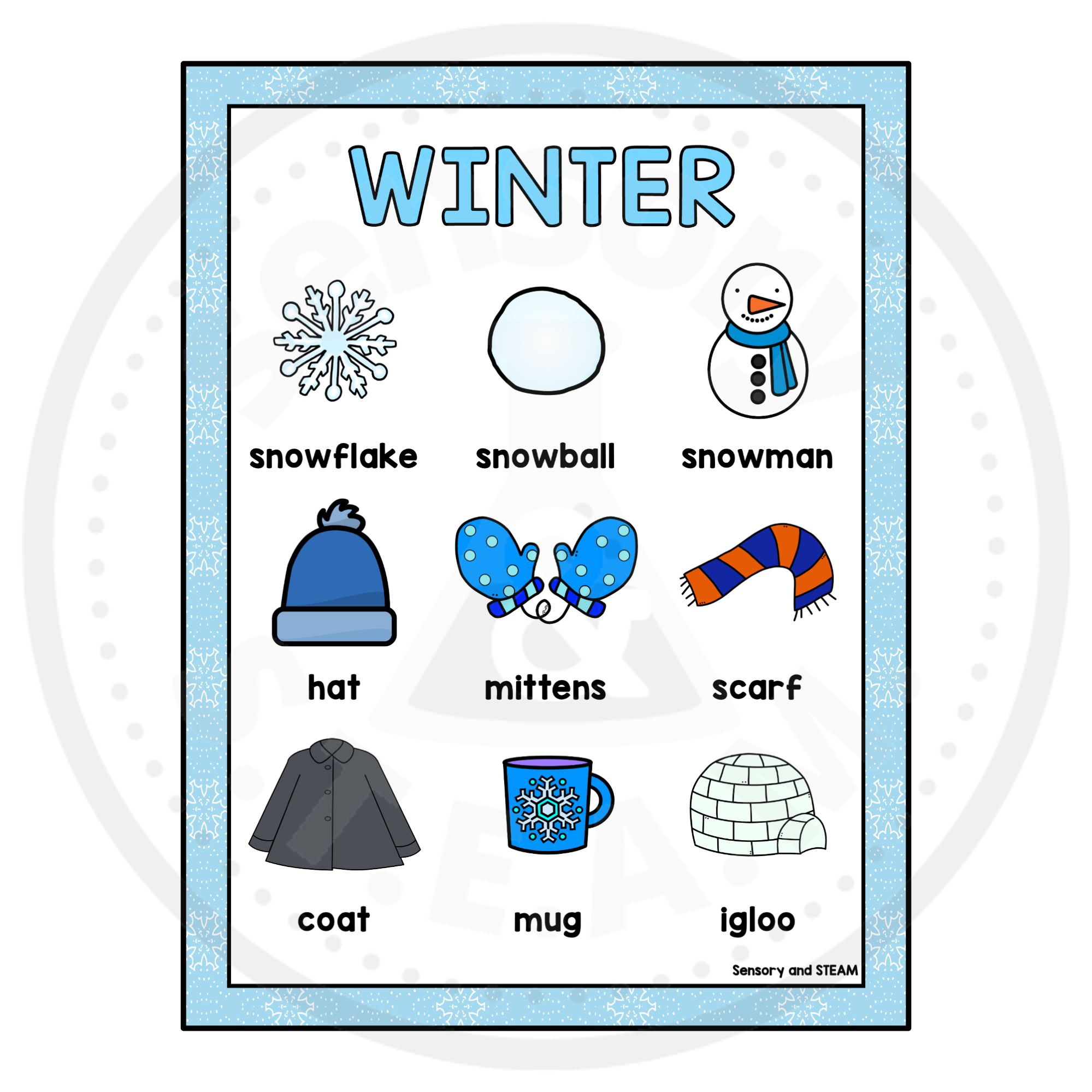 Printable Winter Vocabulary Preschool