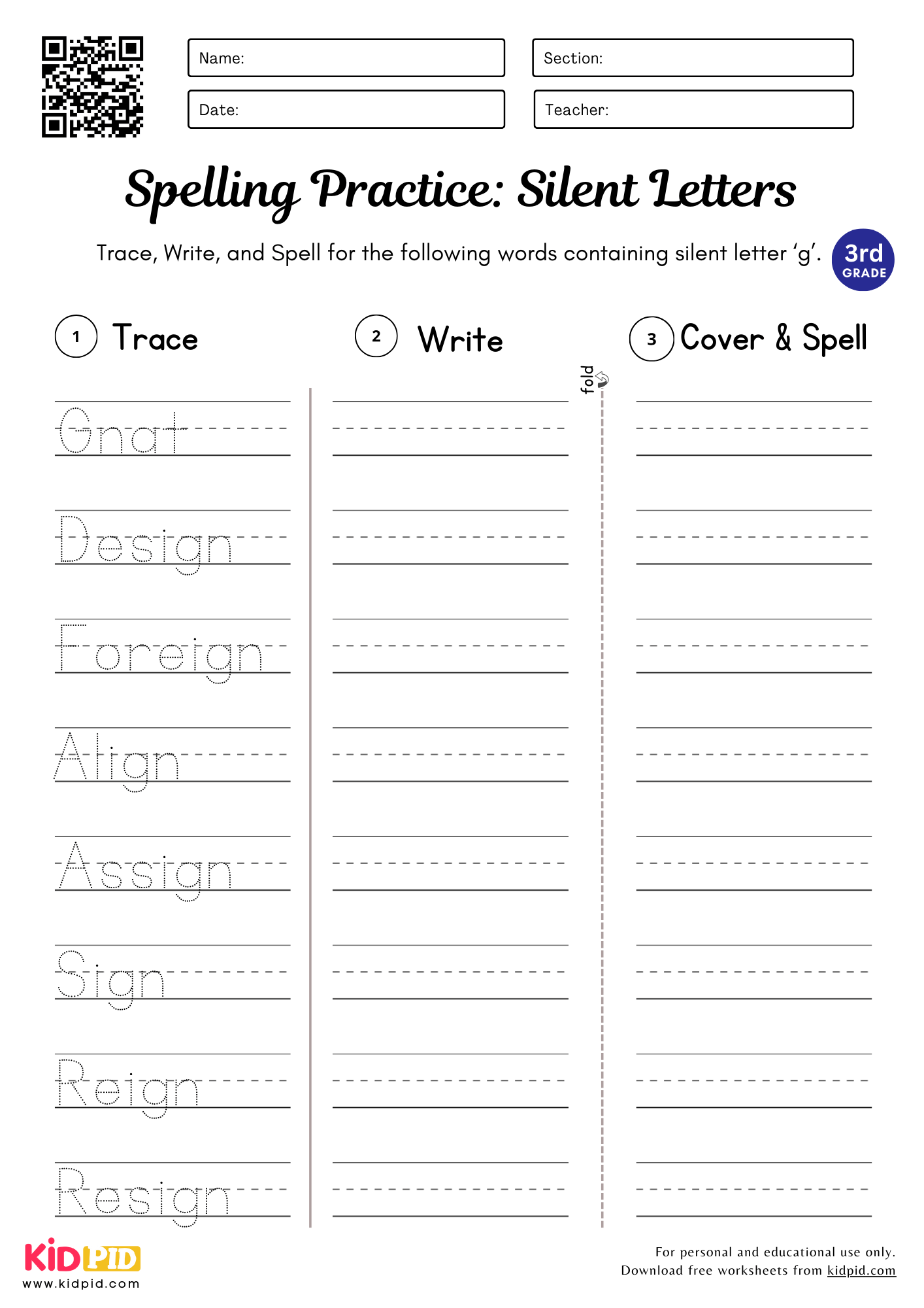 Words Containing Silent Letters Worksheet For Grade 3 Kidpid