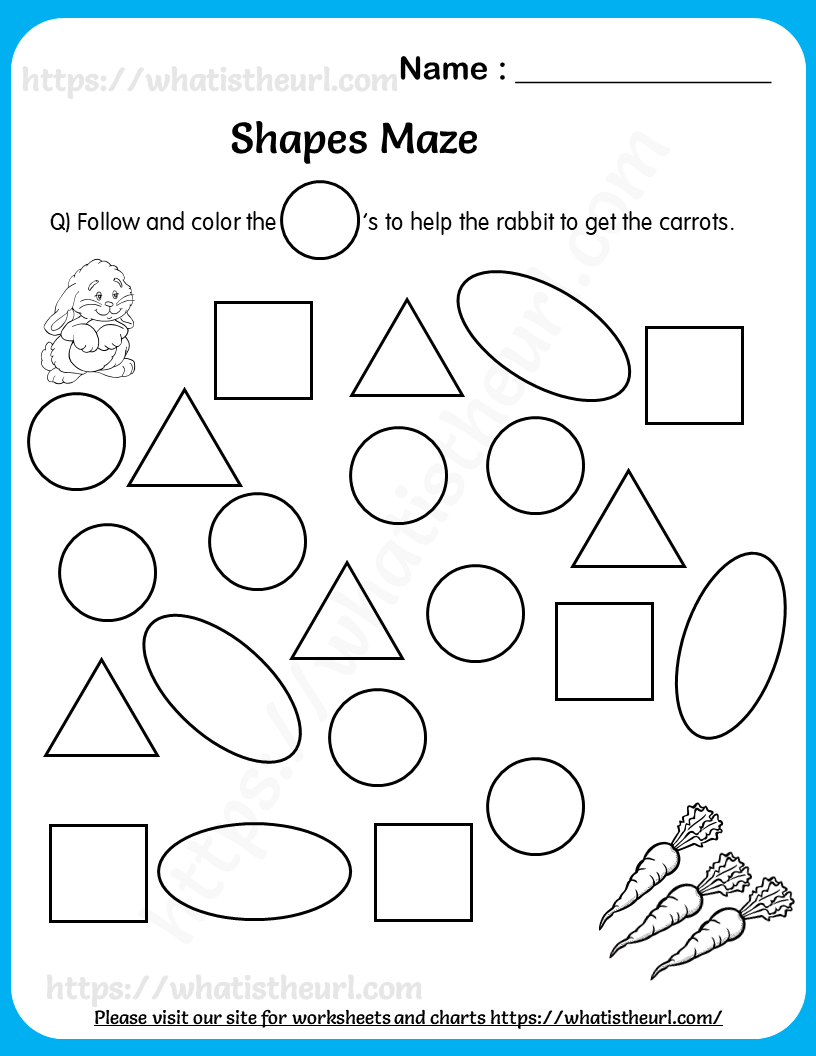 Worksheet On Identifying Circle Shape Shapes Maze For Lower Kindergarten Your Home Teacher