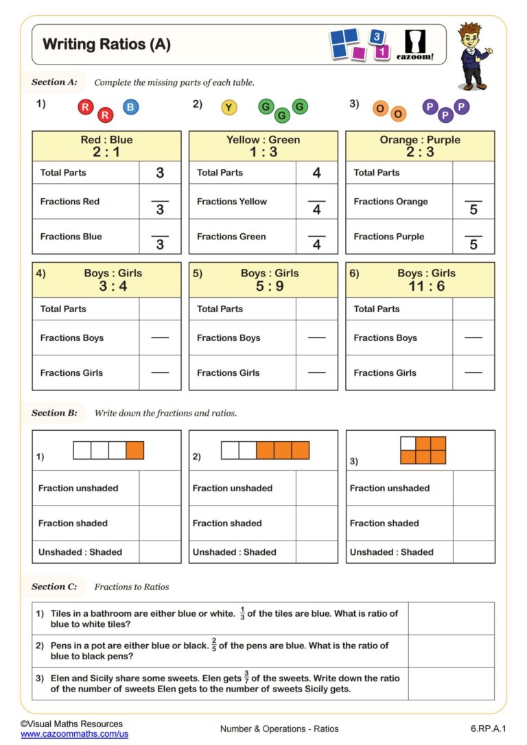 Writing Ratios A Worksheet 6th Grade PDF Worksheets