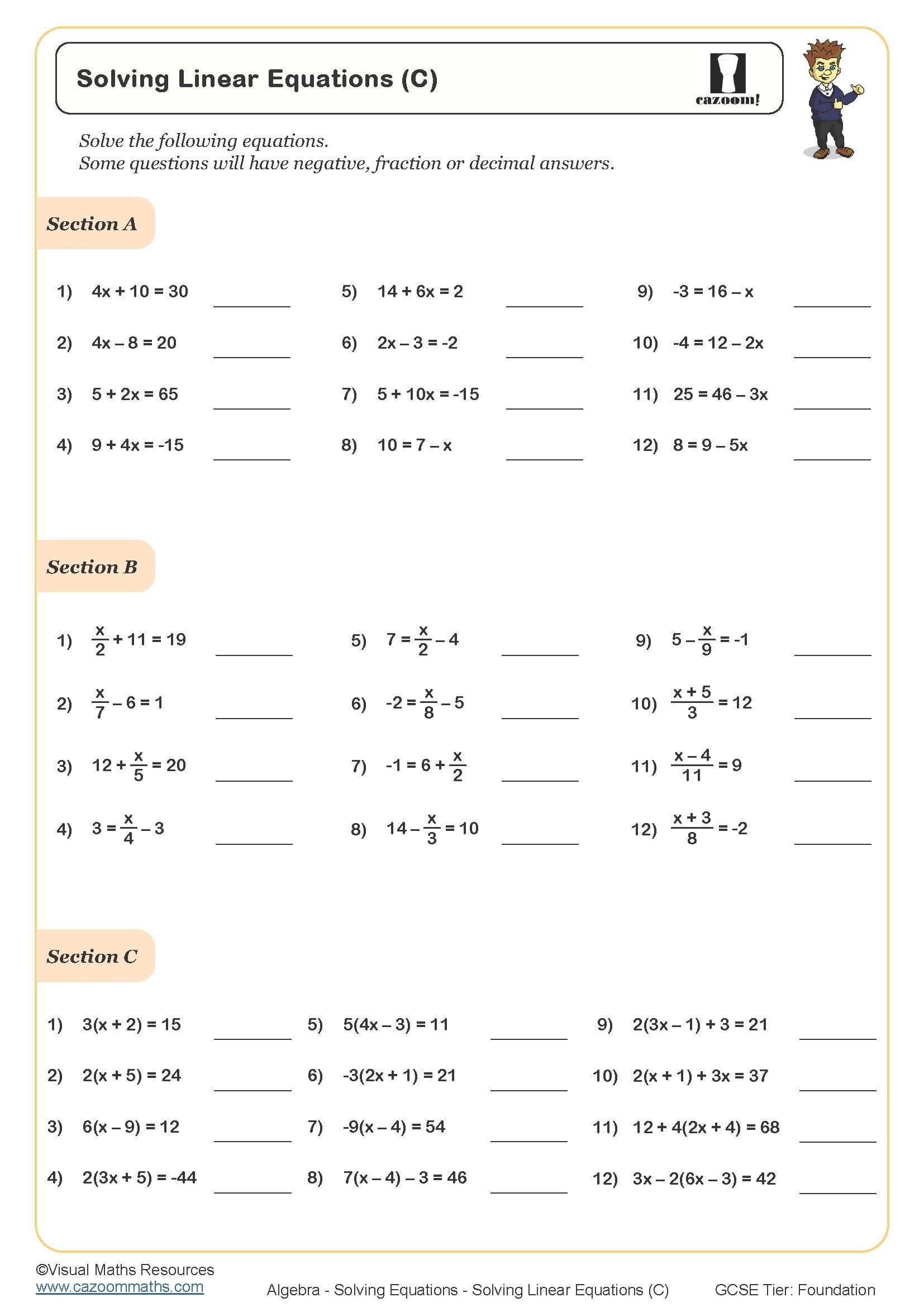 8th Grade Math Worksheet