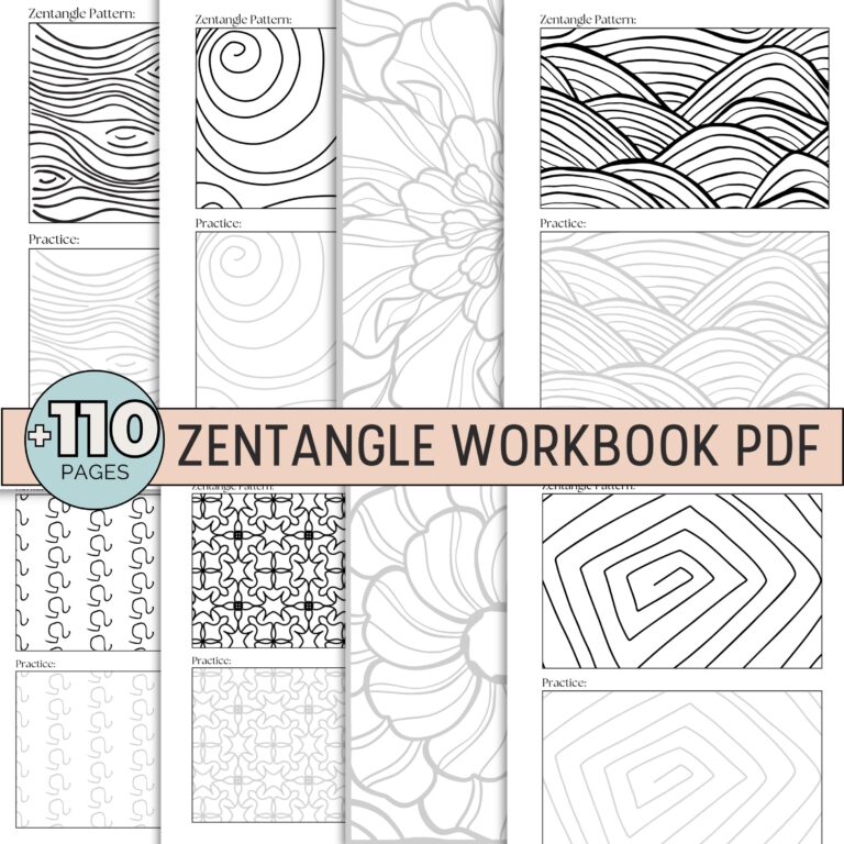 Zentangle Workbook For Beginners Pattern Templates Zen Doodle 