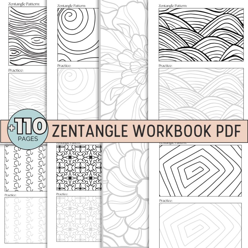 Zentangle Workbook For Beginners Pattern Templates Zen Doodle