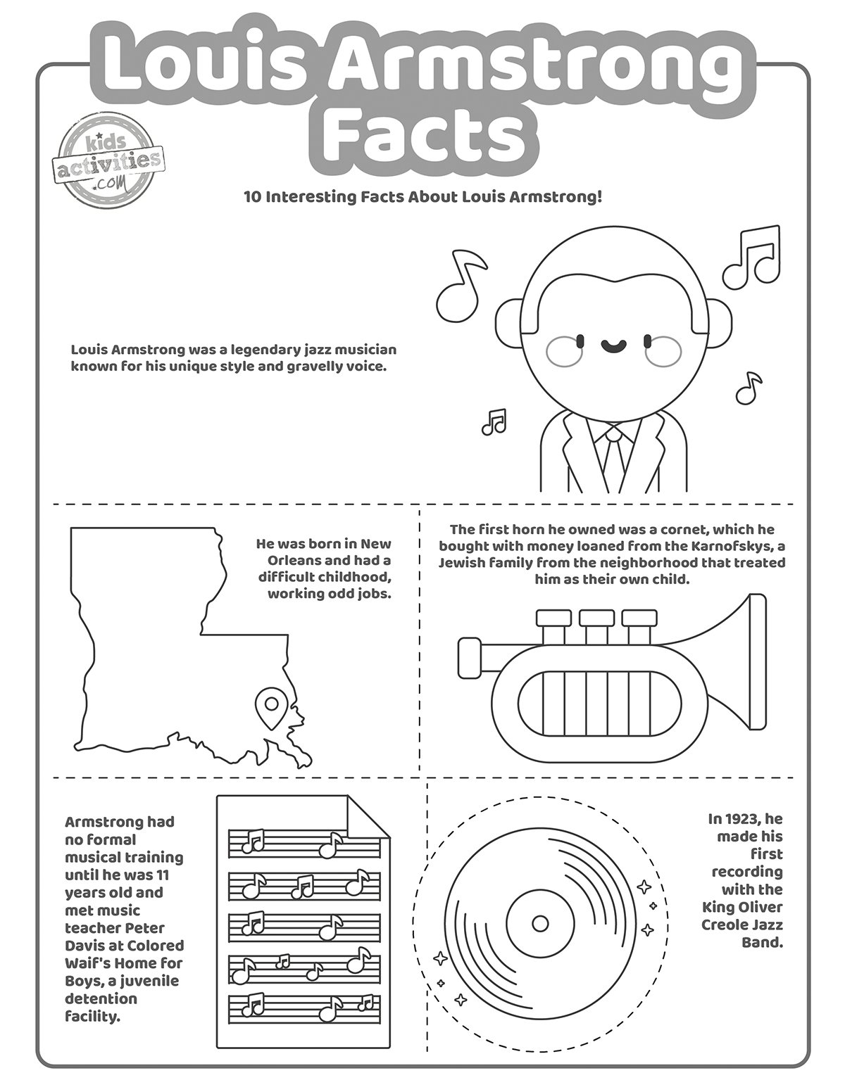 Louis Armstrong Printable Worksheets Louis Armstrong Printable Worksheets