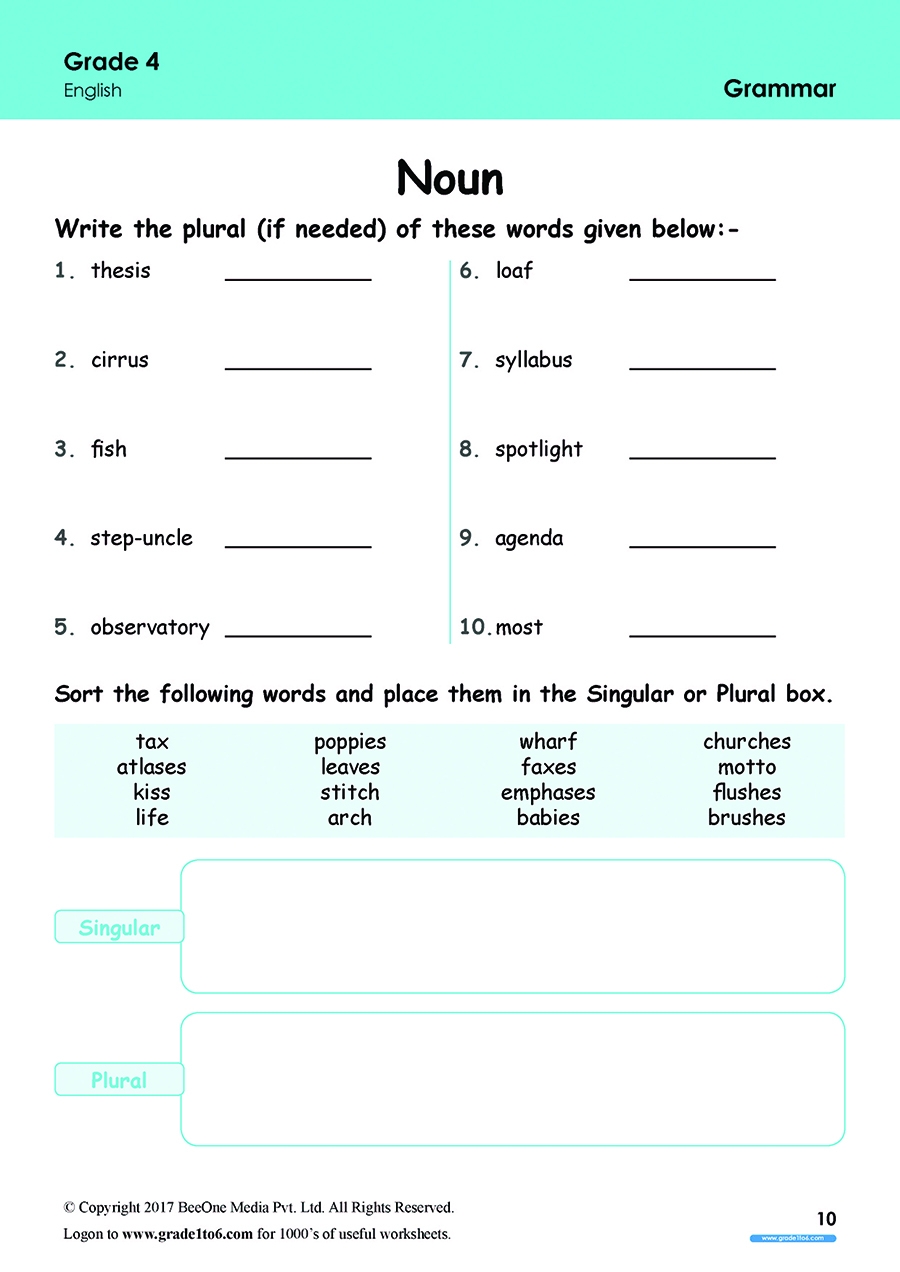 Free 4th Grade Worksheets Grammar