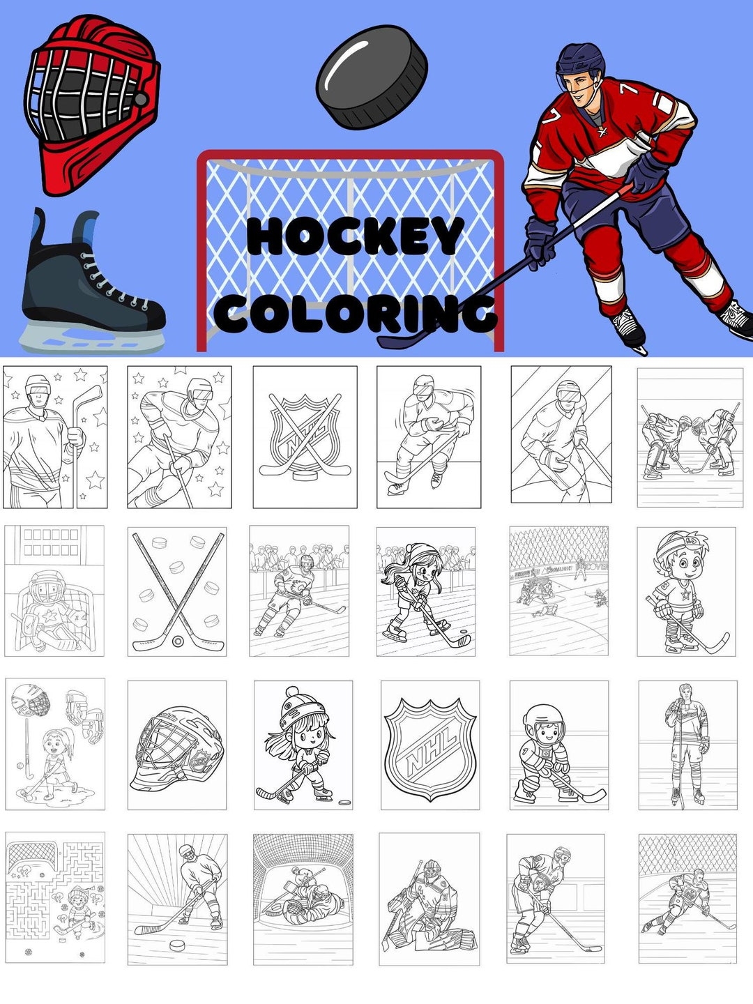 100 Printable Hockey Coloring Pages Instant Download Kids Sports Sports Coloring Ice Hockey Coloring Puck Goalie Stick Etsy