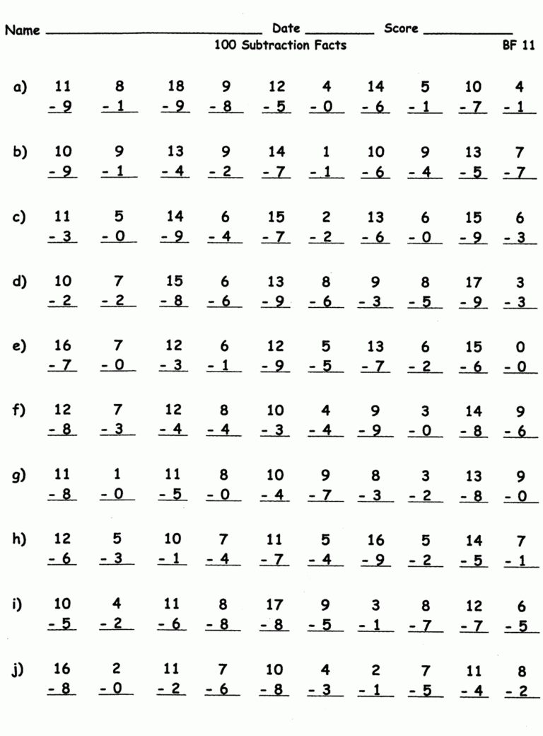 100 Problem Math Worksheets Worksheets Library