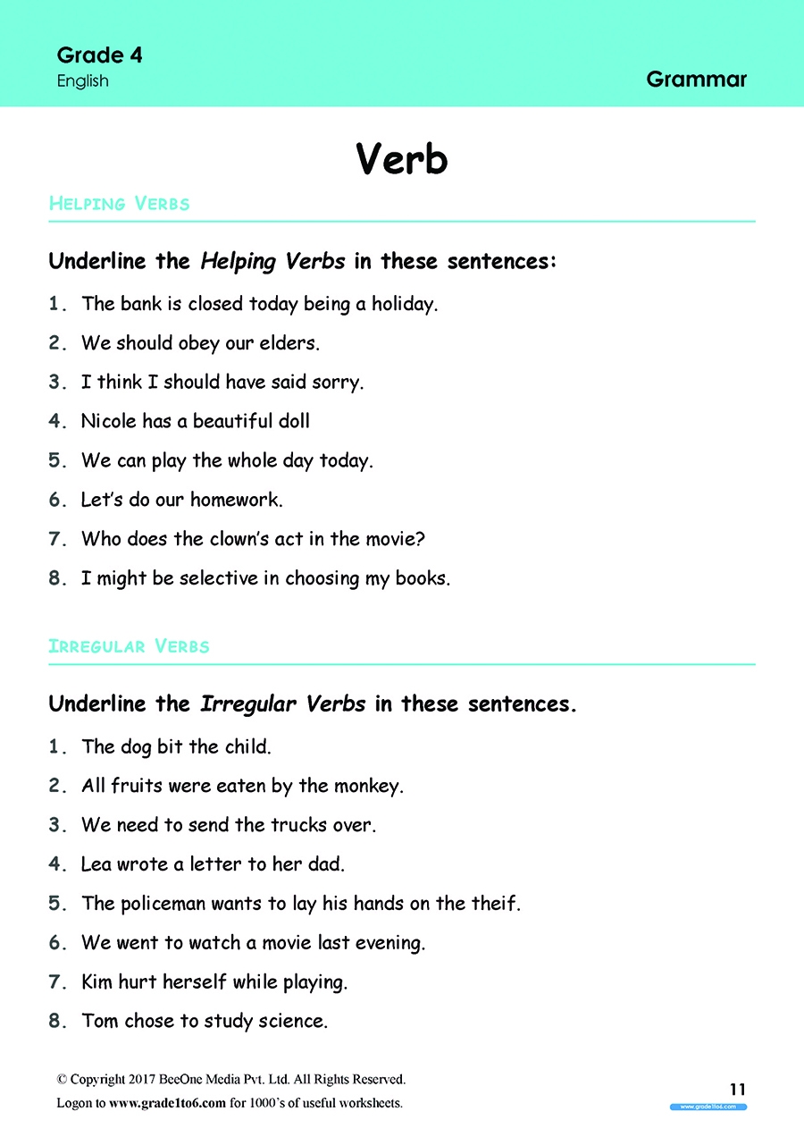 11 worksheets grammar verb grade 4 four pdf 11 jpg