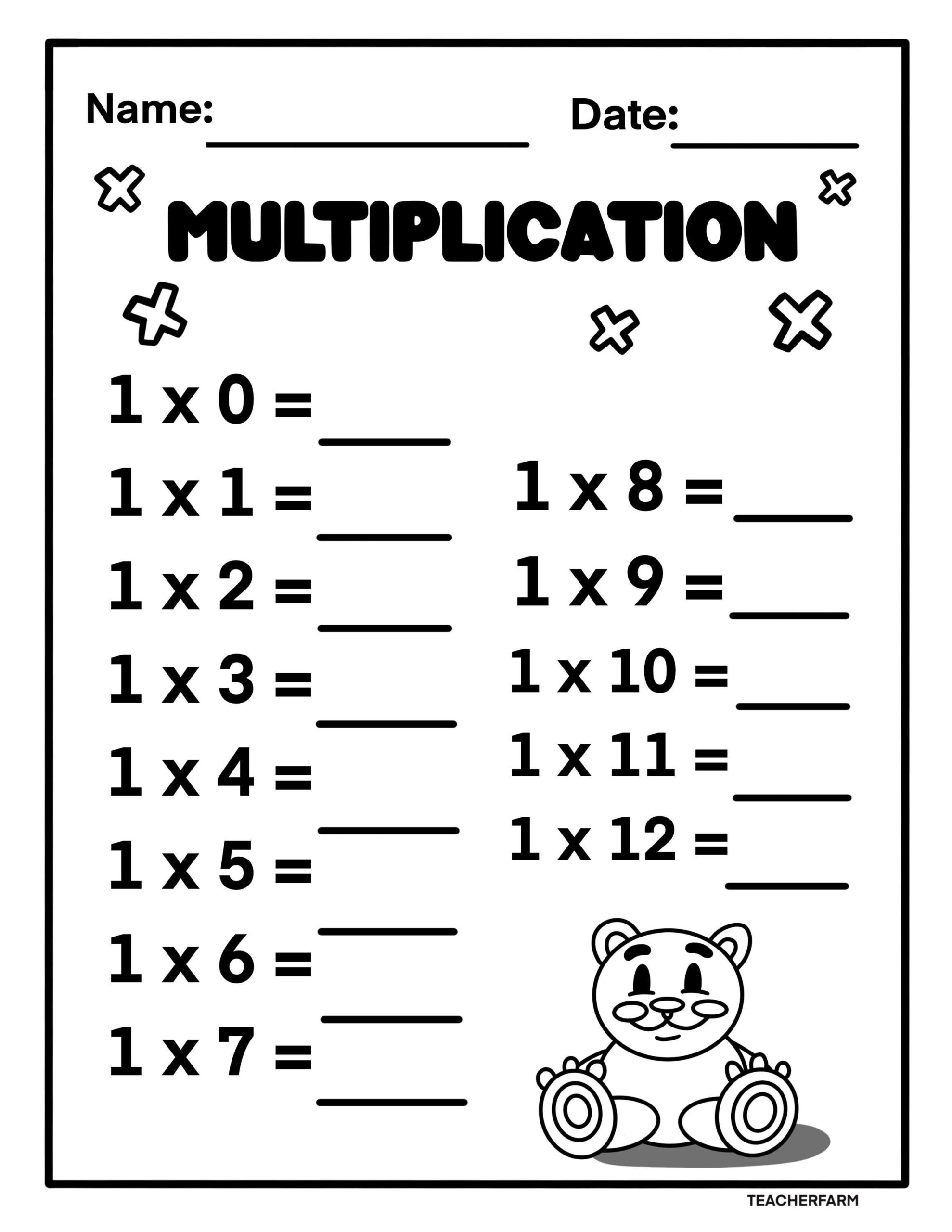 12 Multiplication Printable Practice Worksheets Learn 12 Multiplication Printable Practice Worksheets Learn