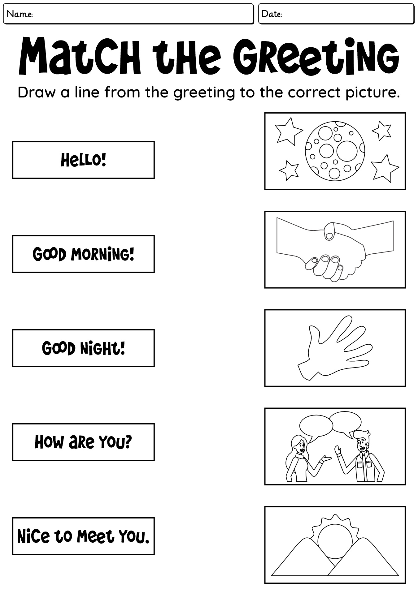 Printable Greetings Worksheet Printable Greetings Worksheet