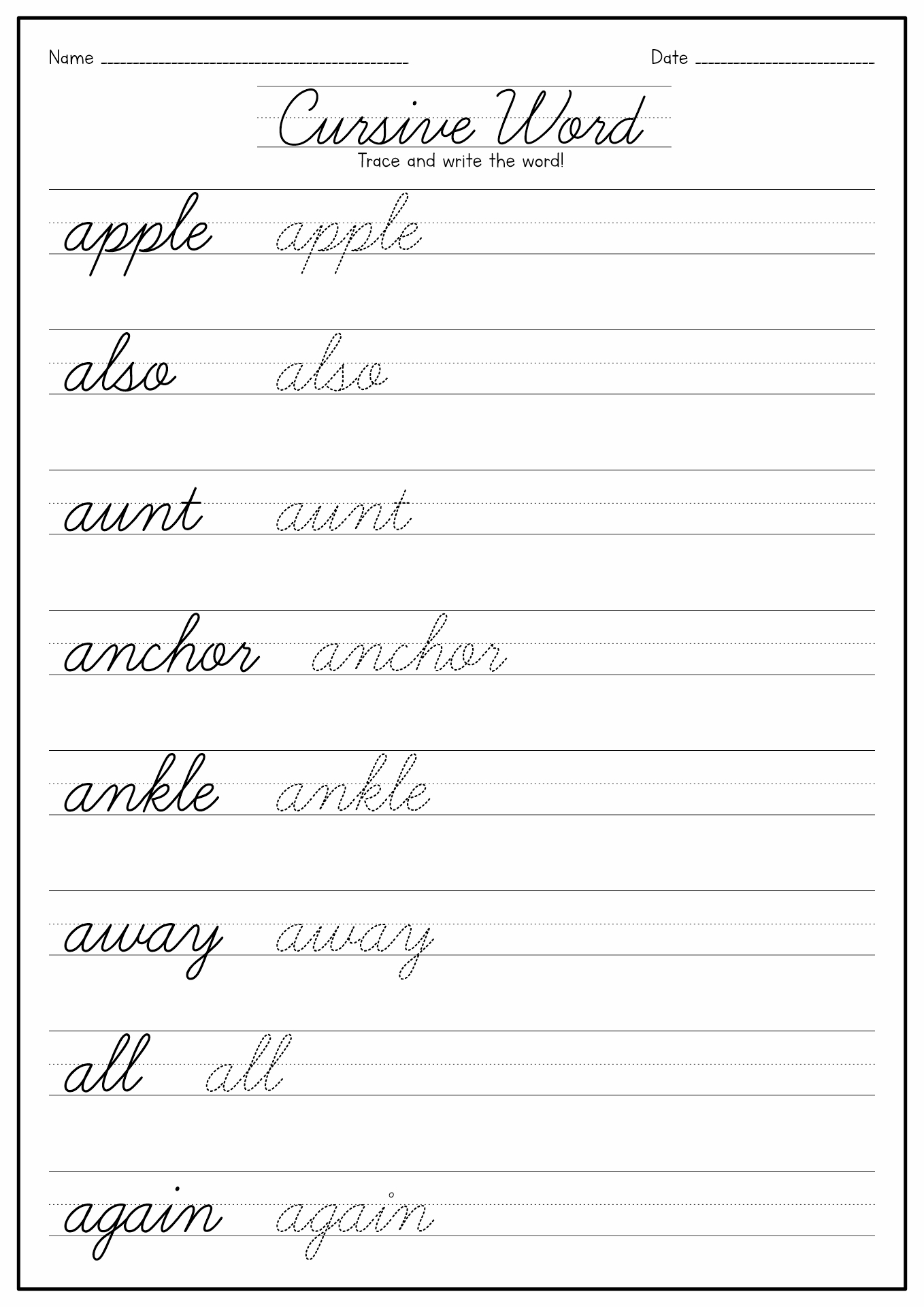 14 Cursive Tracing Words Worksheets Free PDF At Worksheeto 14 Cursive Tracing Words Worksheets Free PDF At Worksheeto
