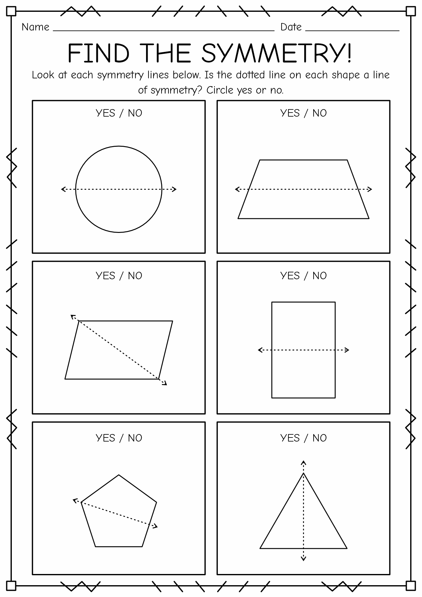 Free Printable Lines Of Symmetry Worksheets