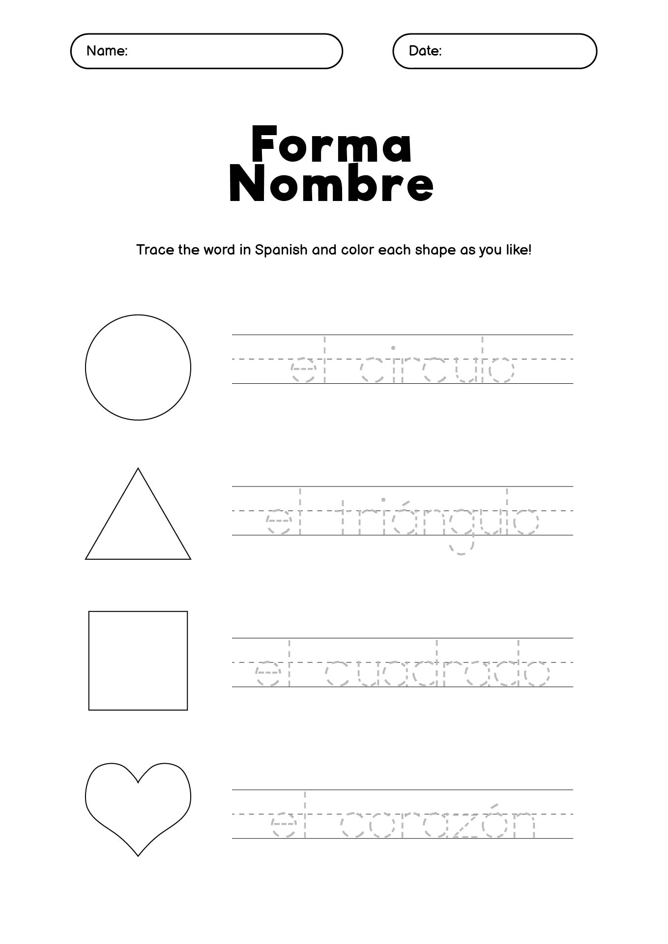 15 First Grade Spanish Worksheets Free PDF At Worksheeto