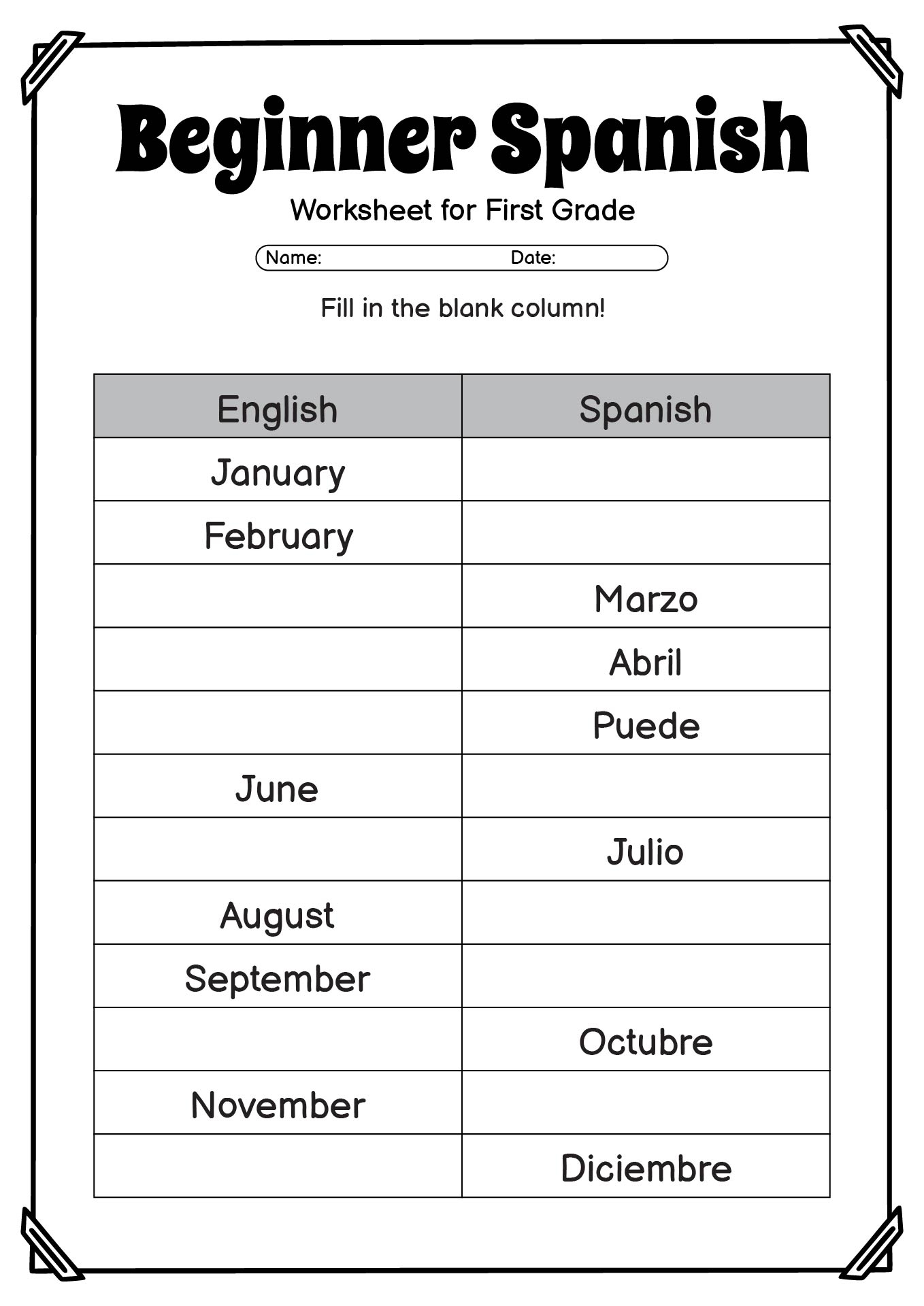 15 First Grade Spanish Worksheets Free PDF At Worksheeto 15 First Grade Spanish Worksheets Free PDF At Worksheeto