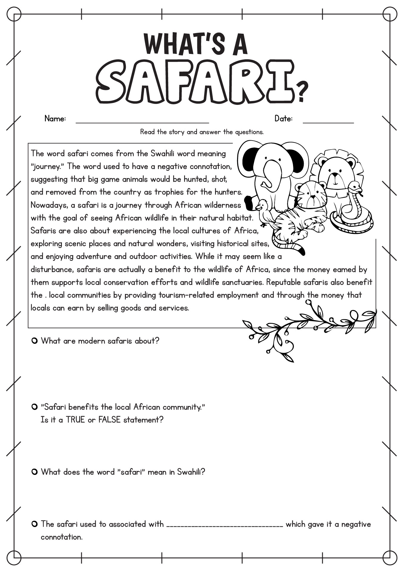 Reading Comprehension Worksheets Grade 4 Free