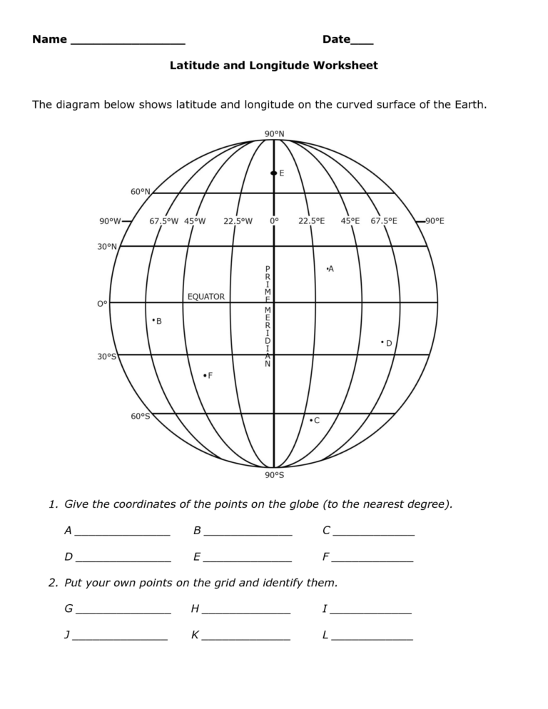 15 Latitude And Longitude Map Worksheet
