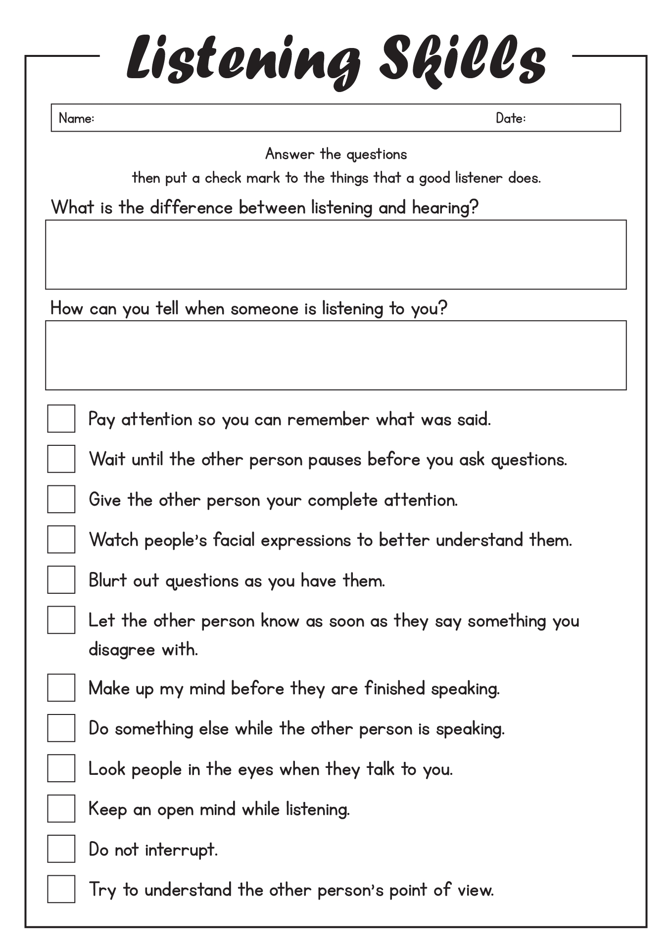 15 Positive Communication Worksheets For Teens Free PDF At 15 Positive Communication Worksheets For Teens Free PDF At