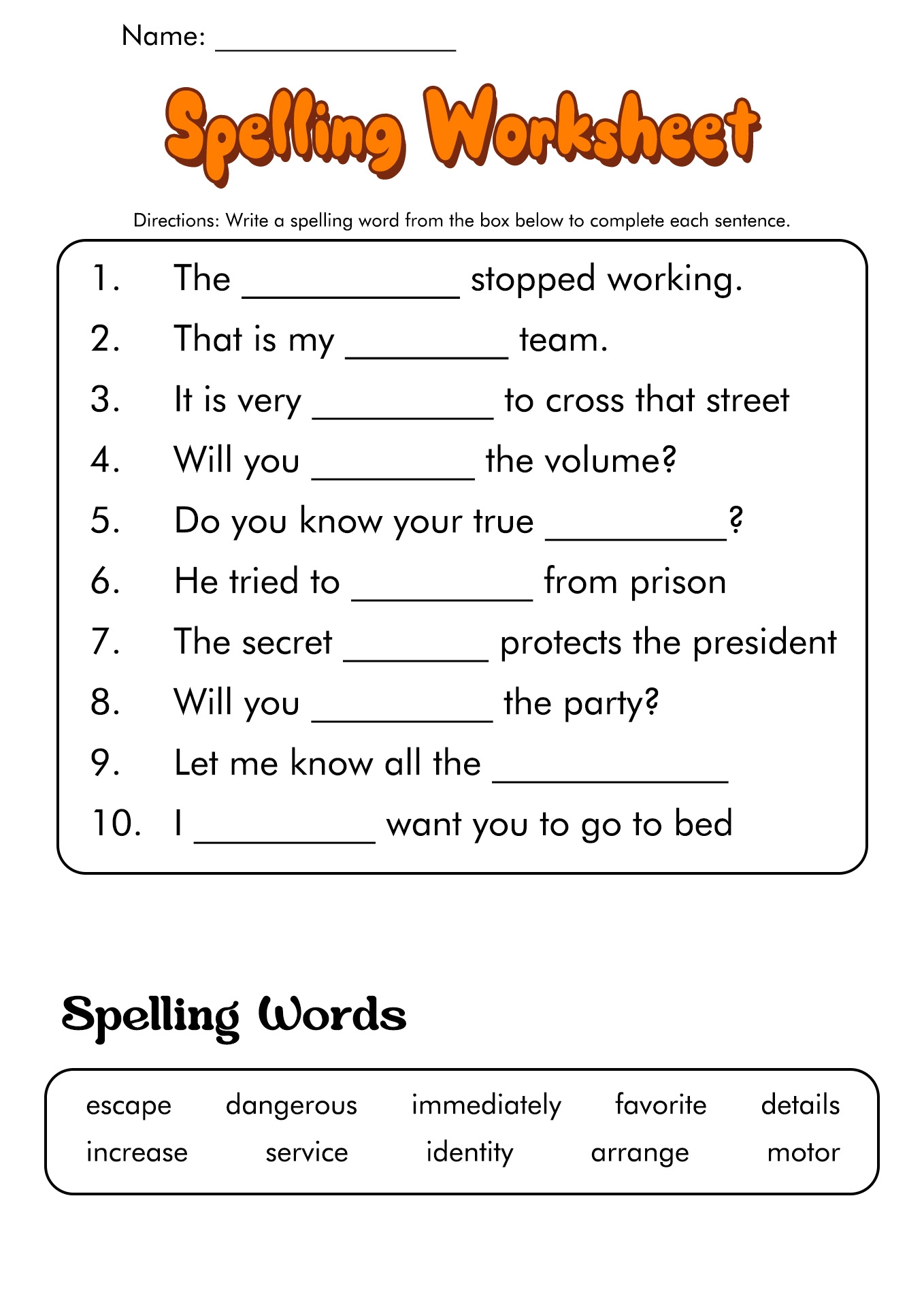 Free Printable 6th Grade Spelling Worksheets