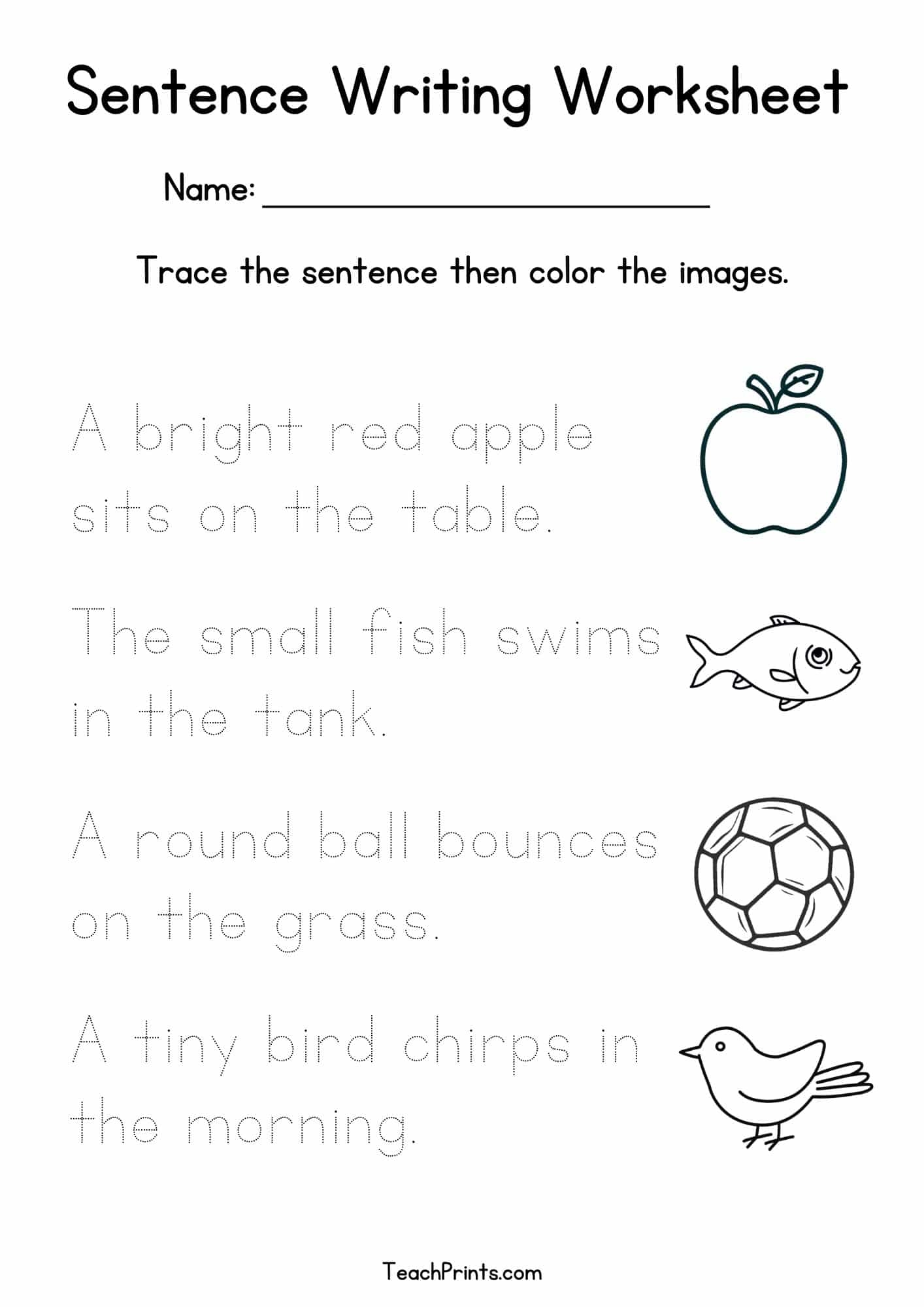 Free Sentence Building Worksheets For Kindergarten
