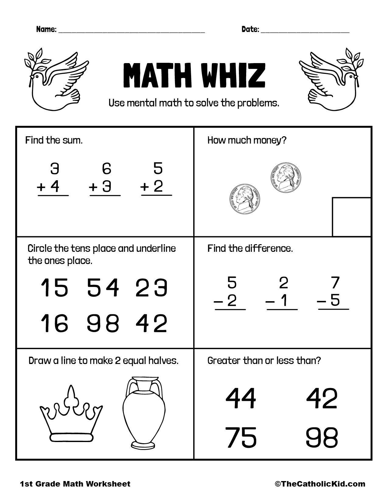 1st Grade Math Catholic Worksheets TheCatholicKid