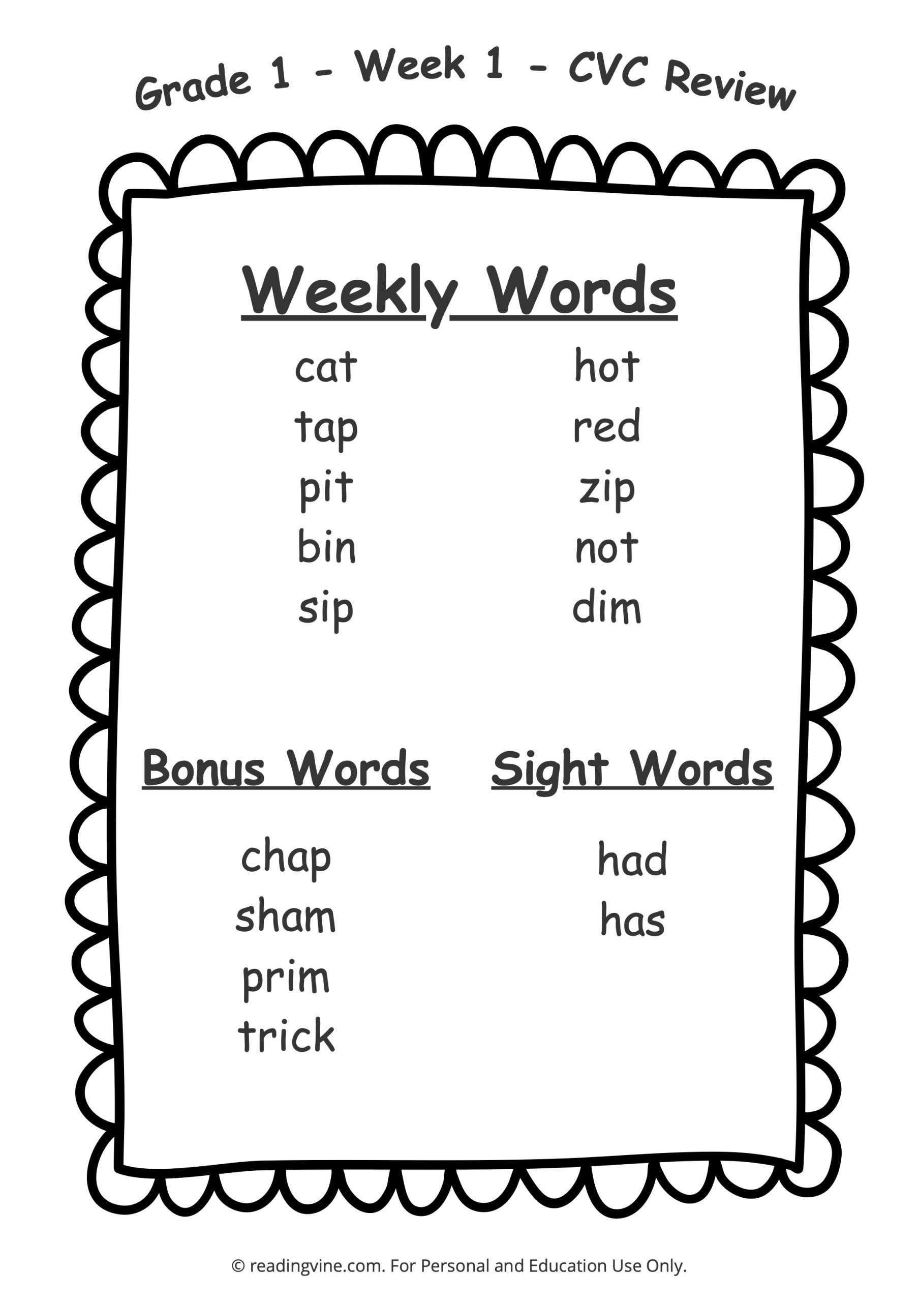 1st Grade Spelling Words Free Printable 36 Week List 1st Grade Spelling Words Free Printable 36 Week List