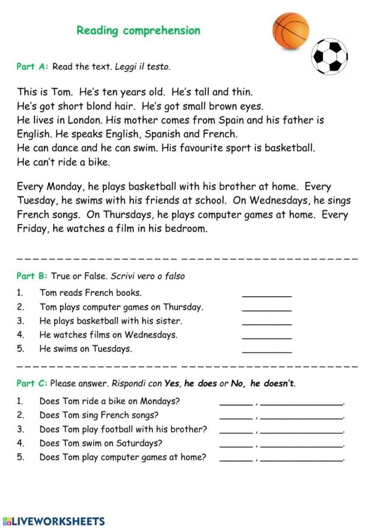 2 972 Reading Comprehension English ESL Worksheets Pdf U0026 Doc Worksheets Library