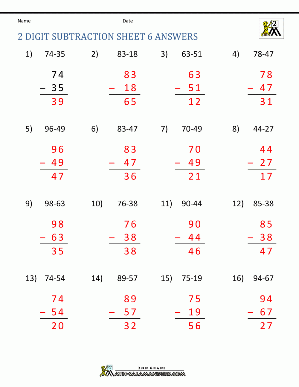 2 Digit Subtraction With Regrouping Worksheets 2 Digit Subtraction With Regrouping Worksheets