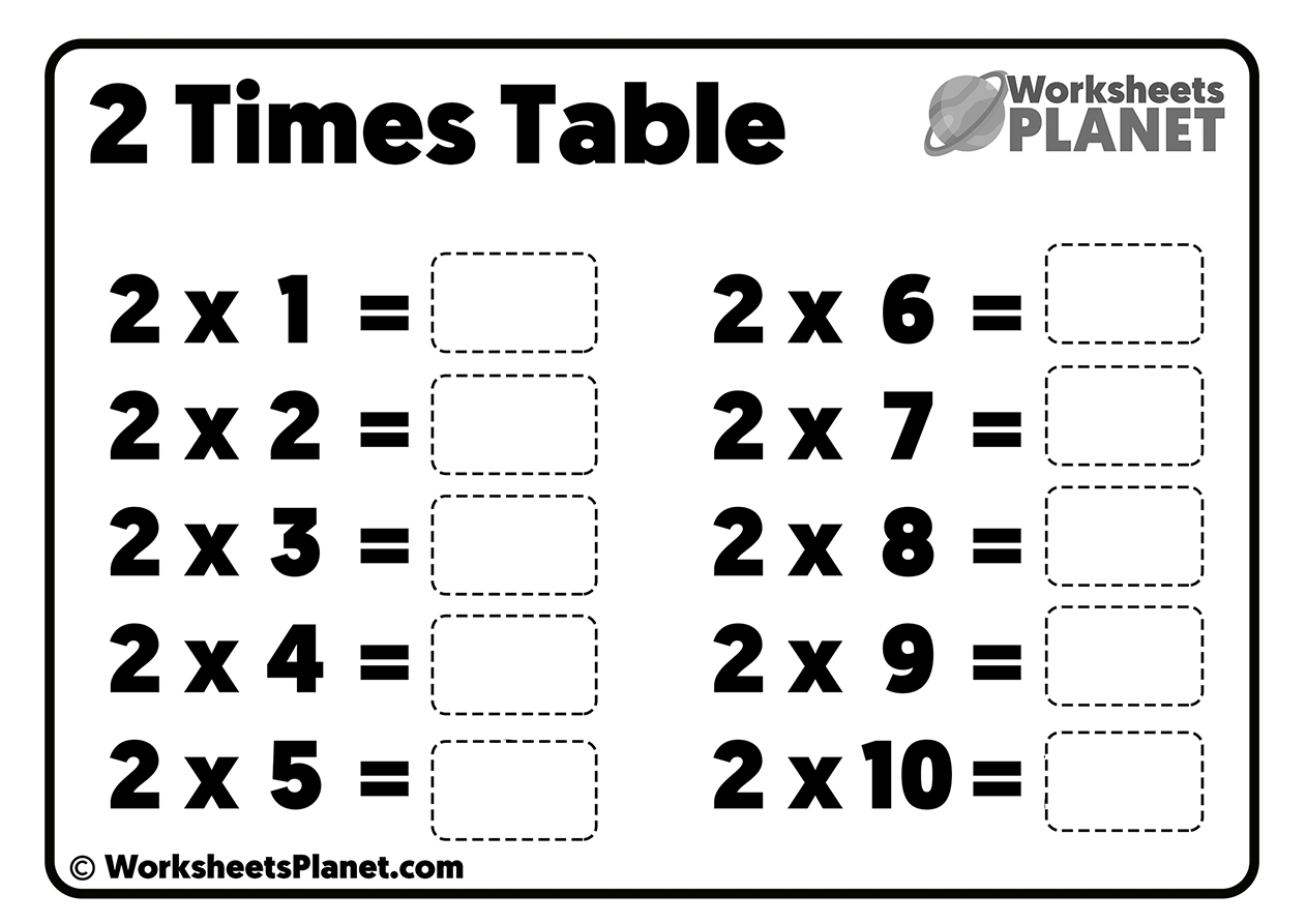 2 Times Table Worksheet Worksheets Library