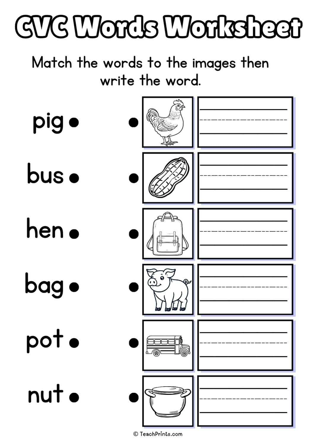 20 Free CVC Words Worksheets Teach Prints 20 Free CVC Words Worksheets Teach Prints