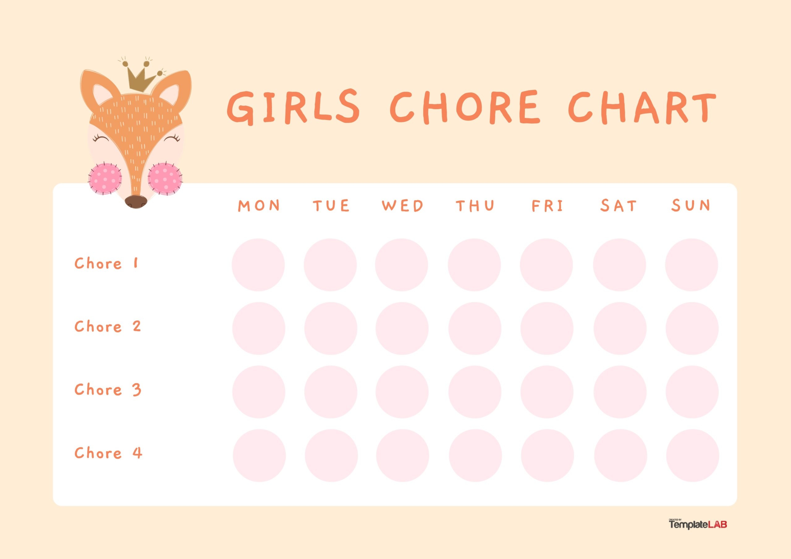 Printable Chore Chart For Preschool Girls